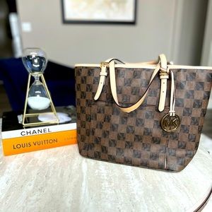 Michael Kors Leather Monogram Tote in Brown…Like Brand New with dust bag!